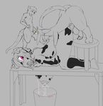  alien anthro ball_worship bisexual bovine bucket cattle domination feline female group jace_rorgus lactating lenore line_art male mammal may_rikios meow_(space_dandy) micro mustelid otter size_difference small_dom_big_sub space_dandy stool submissive table table_hole 