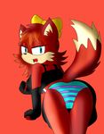  angry anthro bent_over bow butt canine clothing dialogue female fiona_fox fox javelingxmk10 mammal panties sega solo sonic_(series) underwear 