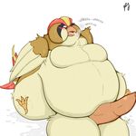  avian balls beak big_balls big_penis bipedal bird blush claws erection feathers feral huge_balls hyper hyper_balls hyper_penis male morbidly_obese nintendo open_mouth overweight penis pfh pidgeot pok&eacute;mon solo tongue video_games wings 