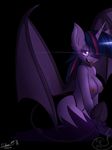  2014 anthro breasts demon equine female friendship_is_magic glowing glowing_eyes horn mammal my_little_pony nipples purple_eyes silverfox057 solo spade_tail succubus winged_unicorn wings 