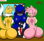  2012 adc1309 amy_rose anthro bedroom_eyes big_butt breasts butt chrono-fur crossgender female group looking_at_viewer looking_back metal metal_sonic miles_prower sega sonic_(series) 