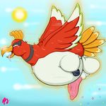  avian balls beak big_balls bird butt claws erection feral ho-oh huge_balls male nintendo obese overweight penis pfh pok&eacute;mon solo tongue video_games wings 