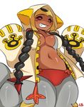  2014 anthro blazblue breasts clothed clothing cosplay digital_media_(artwork) fan_character female gina_(lightsource) giratina humanoid lightsource looking_at_viewer navel nintendo plain_background pok&eacute;mon red_eyes smile solo standing taokaka underwear video_games white_background 