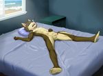  anthro balls bed canine inside male mammal on_bed penis scar sceptile_(artist) sleeping solo uncut young 