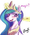  2014 blush dragk english_text equine female feral friendship_is_magic horn looking_at_viewer mammal my_little_pony pregnancy_test pregnant princess_celestia_(mlp) smile solo text winged_unicorn wings 