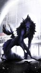  2018 anthro avian bird breath canine claws corvid duo erin_weaver_(thewyvernsweaver) feral flying male mammal nude outside raven snow snowing standing thewyvernsweaver toe_claws white_eyes wolf 