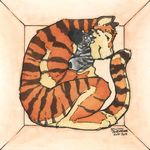  2014 ambiguous_gender anthro blue_panther cute feline fluffy_tail fur hug mammal orange_fur plushie smile stripes tiger 