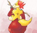  anthro big_breasts big_butt breasts butt canine delphox female fox huge_breasts looking_back mammal milf mother nintendo parent pok&eacute;mon red_nose side_boob signirsol smile solo stick video_games wide_hips 