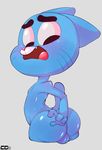  anthro backsack balls big_butt black_eyes blue_fur blush butt cartoon_network crazedg cub ears_down eyebrows fur gumball_watterson looking_back male nude plain_background raised_tail skinny solo teeth the_amazing_world_of_gumball toony whiskers worried young 