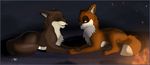  2012 all_fours ambiguous_gender black_eyes brown_fur canine chest_tuft couple cute digital_media_(artwork) dog duo eyes_closed fera feral fire fur hand_holding inner_ear_fluff mammal open_mouth orange_fur paws simple_background smile tuft tuke 