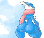  amphibian anthro big_butt blush breasts butt female frog greninja looking_back milf mother nintendo parent pok&eacute;mon side_boob signirsol solo thick_thighs tongue video_games wet wide_hips 