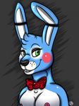  animatronic blush bow_tie breasts crossgender female five_nights_at_freddy&#039;s five_nights_at_freddy&#039;s_2 green_eyes knotty looking_at_viewer machine mechanical nipples robot solo toy_bonnie_(fnaf) 