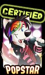  anthro badge blue_eyes canine chest_tuft clothing cute dog female fur girly hair highlights husky klace mammal marymouse microphone multicolored_hair raised_tail smile star teeth tuft 