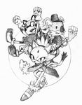  anthro blaze_the_cat cat feline female gardon_the_koala greyscale group koala male mammal marine_the_raccoon marsupial monochrome raccoon sega sonic_(series) 