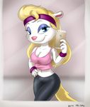  animaniacs anthro breasts camera cellphone cleavage clothed clothing female headband iphone leggings legwear looking_at_viewer mammal midriff minerva_mink mink mustelid navel phone selfie shinsuke_(artist) shirt solo tank_top yoga_pants 