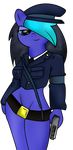  anthro belt bottomless clothed clothing equine fan_character female gun hair half-dressed hat jacket jessica jessicafrets looking_at_viewer mammal my_little_pony pistol ranged_weapon solo weapon 