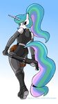  anthro anthrofied clothed clothing duragan equine female friendship_is_magic hair looking_at_viewer mammal multicolored_hair my_little_pony princess_celestia_(mlp) purple_eyes ranged_weapon solo weapon 