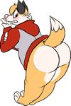  ambiguous_gender anthro bent_over big_butt blush bottomless butt canine clothed clothing fox half-dressed mammal nargleflex obese overweight solo teeth 