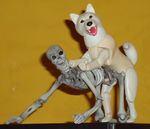  all_fours ambiguous_gender bestiality bone canine dog doggystyle duo feral figurine from_behind human interspecies looking_at_viewer male mammal necrophilia penis real sex skeleton undead 