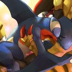  bite blitzdrachin claws couple cum dragon duo fangs female gabite gold haxorus illustration love male nintendo painting penis pok&eacute;mon pussy pussy_juice red_claws reptile scalie sex size_difference straight video_games 