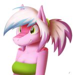  2014 anthro armadillo cleavage clothed clothing female fur hair mammal pink_fairy_armadillo pink_fur satch smile tg-0 tube_top white_hair 