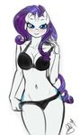  2014 anthro anthrofied blue_eyes blush bra cleavage clothed clothing cutie_mark equine eyelashes eyeshadow female friendship_is_magic hair horn looking_at_viewer makeup mammal my_little_pony navel panties pia-sama plain_background purple_hair rarity_(mlp) skimpy smile solo standing underwear unicorn white_background 