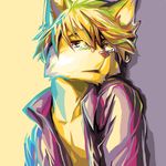  2014 anthro blonde_hair canine colorful crying dog fur hair inner_ear_fluff looking_at_viewer male mammal mayobug open_mouth plain_background solo tears 