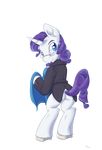  2014 alasou alpha_channel anthro bipedal blue_eyes bottomless butt clothed clothing crossgender equine eyewear facial_hair fetlocks friendship_is_magic fur glasses goatee hair half-dressed horn looking_at_viewer male mammal my_little_pony plain_background purple_hair rarity_(mlp) smile solo transparent_background unicorn white_fur 