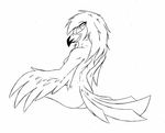  accipitrid accipitriform anthro avian beak bird breasts butt digital_drawing_(artwork) digital_media_(artwork) eagle falcon falconid feathered_wings feathers female hair katnay long_hair looking_back monochrome non-mammal_breasts nude side_boob solo wings 