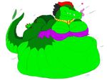  &lt;3 alligator big_belly bra clothing crocodile female heartman98 licking licking_lips lying mz_ruby obese on_front overweight reptile scalie sly_cooper_(series) solo sound_effects tongue tongue_out underwear vore 