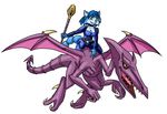  alien anthro blue_hair canine claws cleavage clothed clothing female fluffy_tail fox green_eyes hair krystal male mammal nintendo open_mouth polearm ridley short_hair smile spade_tail staff star_fox teeth tight_clothing tongue video_games wings yellow_eyes 