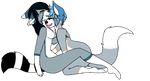 alpha_channel anthro border_collie breasts canine dog duo eyes_closed female foreplay fox fur grey_fur kneeling licking male mammal multicolored_fur open_mouth plain_background sitting tongue tongue_out transparent_background 