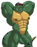  abs anthro balls dinosaur half-erect hat maldu male muscular muscular_male nipple_piercing nipples nude partially_retracted_foreskin pecs penis piercing reptile scalie solo tal_rex theropod tyrannosaurus_rex uncut vein veiny_penis 