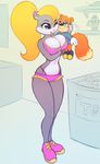  anthro berri big_breasts blonde_hair blue_eyes boy_shorts breasts chipmunk cleavage clothed clothing conker conker&#039;s_bad_fur_day doll female hair long_hair mammal nitro one_eye_closed open_mouth panties plushie ponytail rodent shoes skimpy solo squirrel teeth underwear wink 