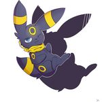  ambiguous_gender blue_eyes blush darkk eeveelution feral looking_at_viewer nintendo one_eye_closed plain_background pok&eacute;mon scarf signature solo umbreon video_games white_background wink 