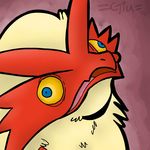  2014 ambiguous_gender avian beak bird blaziken blue_eyes chicken derp edit feral giu_(artist) nintendo pok&eacute;mon reaction_image solo tongue video_games what yellow_eyes 