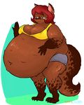  abstract_background anthro big_belly female hair mammal obese overweight red_hair solo tastyc0l0rs 