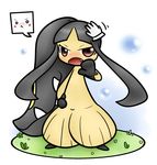  black_hair blush concave_(artist) female hair looking_at_viewer mawile nintendo open_mouth pok&eacute;mon red_eyes solo teeth video_games 