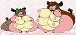  2014 :o anthro apple_(character) big_belly big_breasts big_butt big_nipples blush bovine breast_grab breasts brown_hair butt cattle collar cowbell darkelfaqua female fruit green_eyes hair hooves horn huge_breasts long_hair mammal miltank multi_breast navel nilla nintendo nipples obese open_mouth overweight pink_nipples pok&eacute;mon size_difference smile tehbuttercookie vanillapaw video_games wide_hips yellow_eyes 