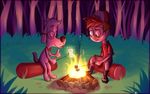  anthro bigger_version_at_the_source campfire canine dog eyewear glasses human male mammal mr._peabody mr._peabody_and_sherman night outside sherman what-the-wabac 