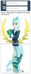  2014 ambiguous_gender ask_blog asphagnum blue_hair claws dragon eyewear feathers fur glasses green_eyes hair looking_at_viewer mammal patch_(character) suit text tumblr white_fur wings 