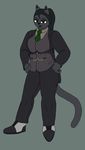  2014 anthro black_fur black_panther clothing color feline female fur green_eyes hair laura_b&auml;cker laura_baecker leopard lips long_hair mammal necktie panther pants panzerschreck panzerschreckleopard pocket_watch ponytail shoes solo suit vest waistcoat 