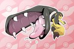  black_hair efrejok female hair looking_at_viewer mawile nintendo open_mouth pok&eacute;ball pok&eacute;mon red_eyes saliva solo teeth tongue video_games 