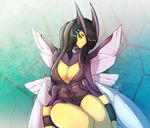  2014 anthro anthrofied avante92 beedrill big_breasts black_hair breasts cleavage clothed clothing female hair mega_beedrill mega_evolution nintendo pok&eacute;ball pok&eacute;mon pok&eacute;morph solo video_games wings yellow_skin 