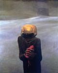  ambiguous_gender looking_at_viewer not_furry painting solo unknown_species zdzisław_beksiński 