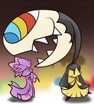  ambiguous_gender black_hair blush charlotte_(puella_magi_madoka_magica) concave_(artist) creepy dress ghost hair hat magic_user mahou_shoujo_madoka_magica mawile mismagius nintendo open_mouth pok&eacute;mon red_eyes smile spirit teeth video_games what witch witch_hat 