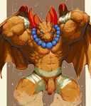  abs anthro balls bandage biceps big_muscles breath_of_fire brown_scales crouching dragon flaccid flexing front_view garr glans humanoid_penis male muscles necklace nude pecs penis pockyrumz quads scalie solo thick_penis uncut vein veiny_penis wings 
