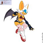  anthro bat bikini blue_eyes breasts cleavage clothed clothing female fingerless_gloves gloves mammal rouge_the_bat sega shorts solo sonic_(series) swimsuit thick_thighs 