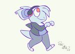  animated anthro aquabunny breasts clothing cute dancing female hair headphones nidorina nintendo pants plain_background pok&eacute;mon red_eyes shirt smile solo tailwag video_games 