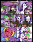  2014 blue_eyes blush bow_tie comic confession dialogue dragon english_text equine female feral friendship_is_magic green_eyes guilt horn inside kissing kitsune_youkai love male mammal mannequin my_little_pony rarity_(mlp) scalie spike_(mlp) sunset surprise text twilightstormshi unicorn 